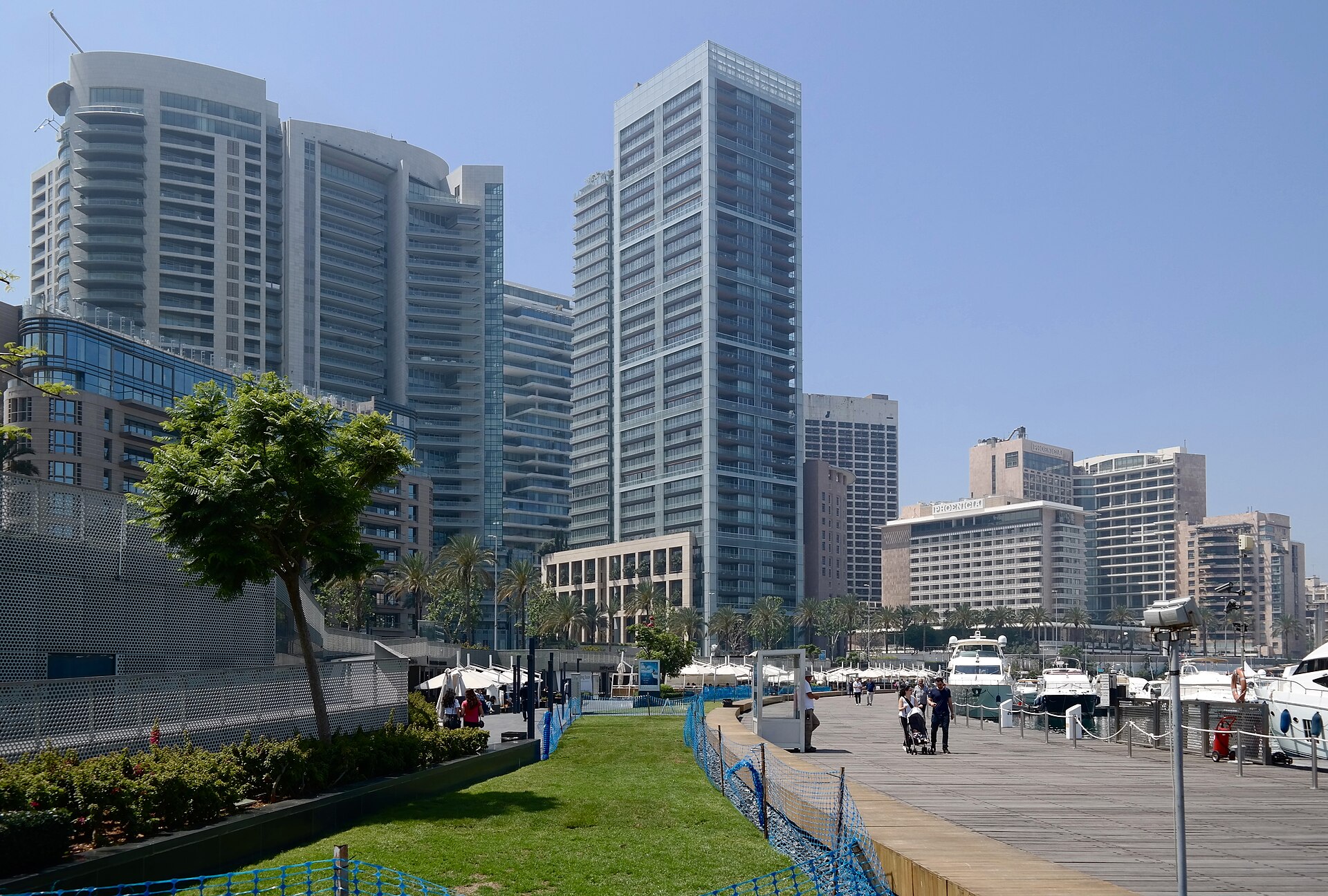 Beirut's waterfront, with the marina and the city's modern skyline